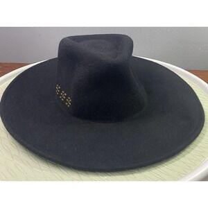 Universal Threads 100% Wool Men Or Women Cowboy Western Hat Fedora Black EUC